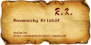 Rovenszky Kristóf névjegykártya